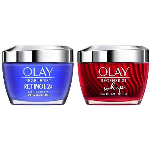 Olay Regenerist Retinol24 Crema Hidratante De Noche Sin Fragancia para una Piel Suave y Radiante Con Retinol y Vitamina B3 50 ml &amp; Regenerist Whip Ligera Como El Aire Hidratante, 50 ml