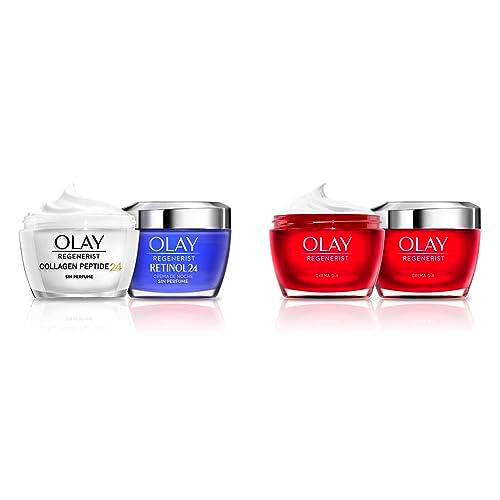 Olay Regenerist Retinol 24 Crema Hidratante de Noche con Retinol y Olay Regenerist Collagen Peptide24 Crema De Día Sin Perfume,100 ml &amp; Regenerist Crema Facial De Día