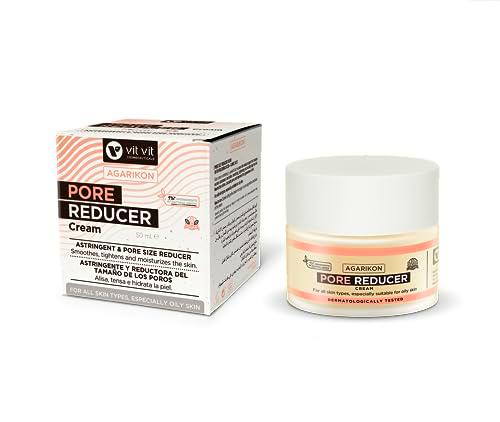 Reductor de poros, Crema Facial Hidratante 50 ml. minimiza los Poros Dilatados con Ácido Hyalurónico y Agarikon Vit Vit Cosmeceuticals