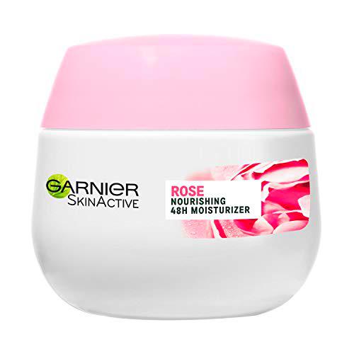 GARNIER, crema de día, Moisture+ Rose Floral Water para Piel Seca y Sensible, 50 ml