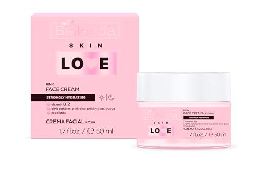 Bielenda SKIN LOVE Crema facial rosa fuertemente hidratante para el cuidado diario día y noche, 50 g