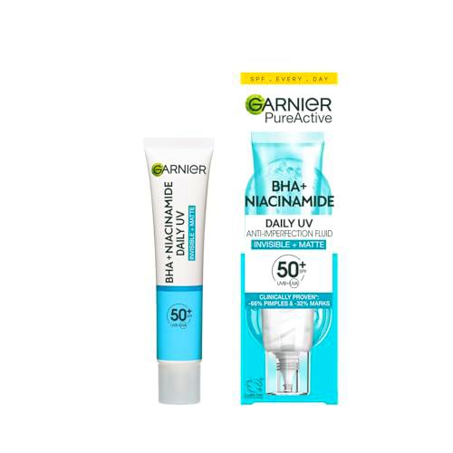 Garnier Pure Active Fluido Anti-imperfecciones Anti-UV Diario FPS50+ con BHA y Niacinamida