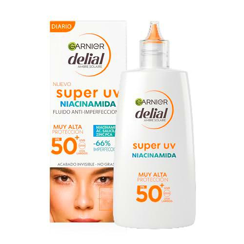 GARNIER DELIAL Crema Facial Fluida Uso Diário Muy Alta Protección Solar FPS50+ AntiImperfecciones Con Niacinamida