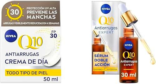 PACK NIVEA Q10 Power Antiarrugas Cuidado de Día FP30 (50 ml) crema hidratante antiarrugas FP30 + Nivea Q10 Antiarrugas Expert Sérum Doble Acción (30 ml) antiarrugas