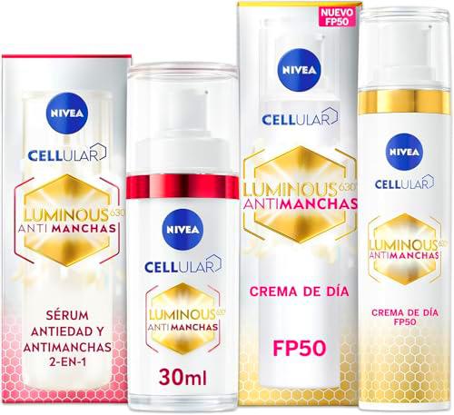 NIVEA LUMINOUS 630 Pack Rutina Antimanchas Crema de Día Antimanchas FP50 (1 x 40 ml) y Sérum 2 en 1 Antimanchas y Antiedad (1 x 30 ml)